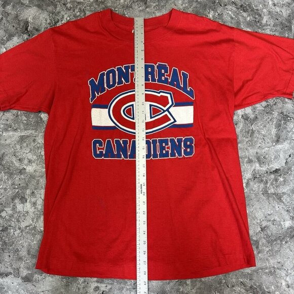 Vintage Montreal Canadiens T-Shirt Single Stitch Red 1989 80s NHL Trench XL - Picture 9 of 9